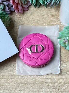 Christian Dior Fuchsia Quilted Compact Mirror featuring a silver. New in Box